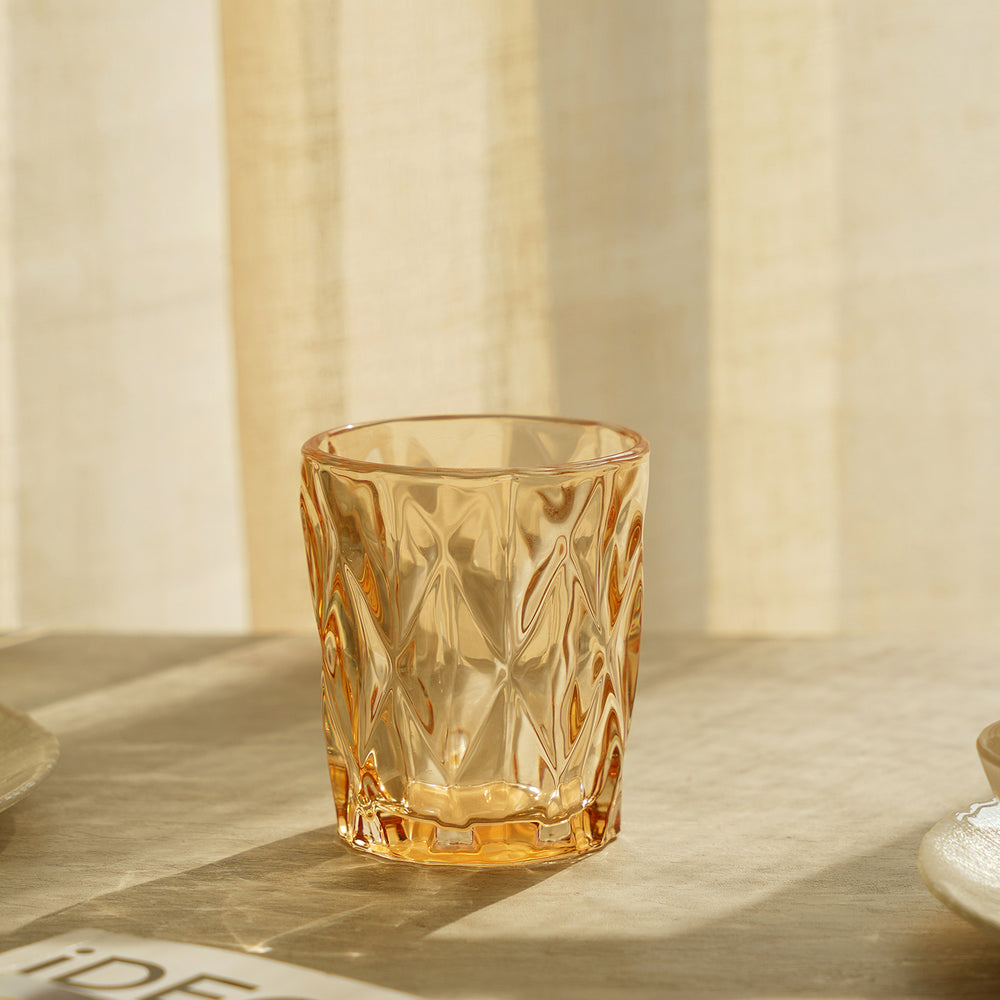 Set Of 6 Citrine Gold Prism Textured Tumbler