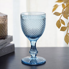 Set of 6 Sapphire Blue Dotted Textured Wine Glass
