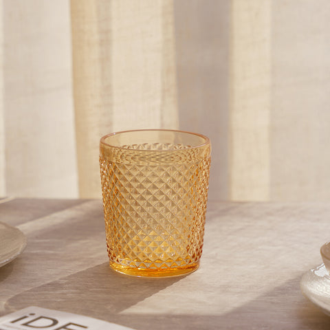 Set Of 6 Citrine Gold Dotted Textured Tumbler