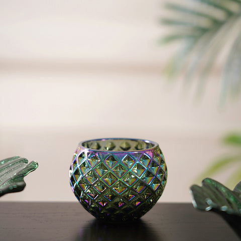 Set of 6 Emerald Green Luster Votive Holder