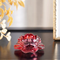 Set of 4 Ruby Red Floral T-Light Holder