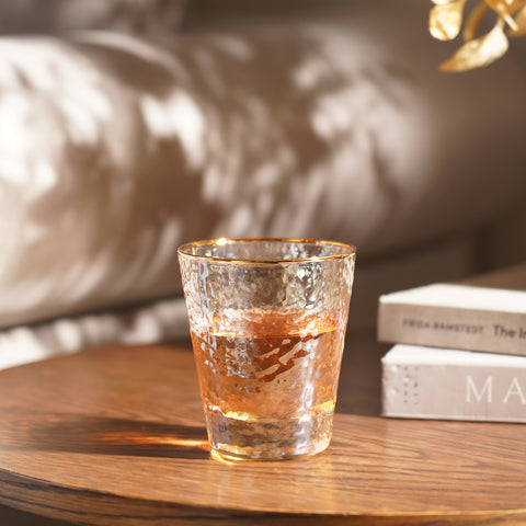 Set of 4 Citrine Gold Hammered Tumbler