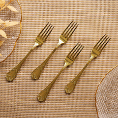 Set of 4 Gold Stainless Steel Dinner Forks