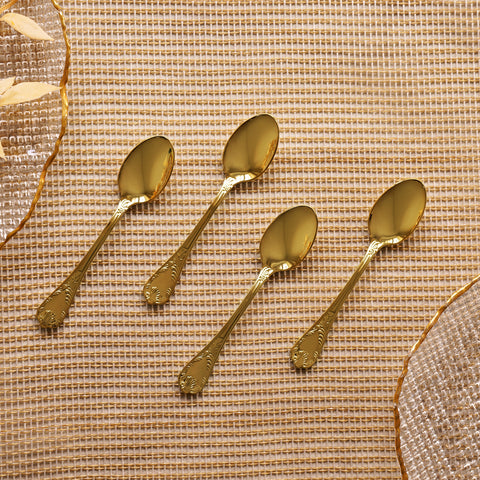 Set of 4 Gold Stainless Steel Tea Spoons