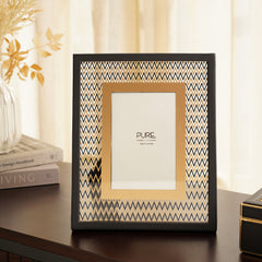 Black & Gold Faux Leather Photo Frame - Small