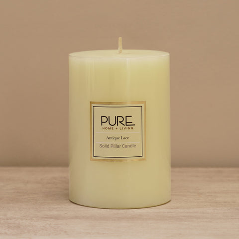 Ivory Antique Lace Pillar Candle Large