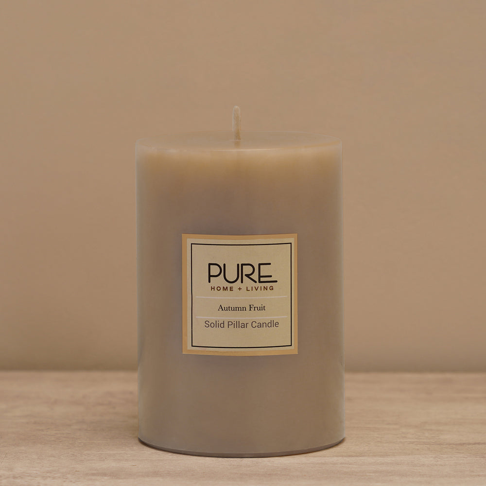 Beige Autumn Fruit Pillar Candle - Large