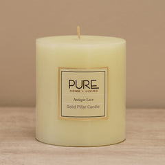 Ivory Antique Lace Pillar Candle Medium
