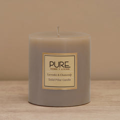 Beige Lavender & Chamomile Pillar Candle - Medium