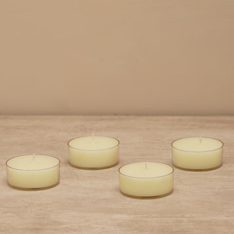 Set of 4 Ivory Antique Lace Tealight Candles.
