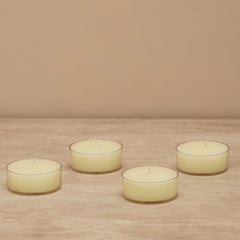 Set of 4 Ivory Antique Lace Tealight Candles.