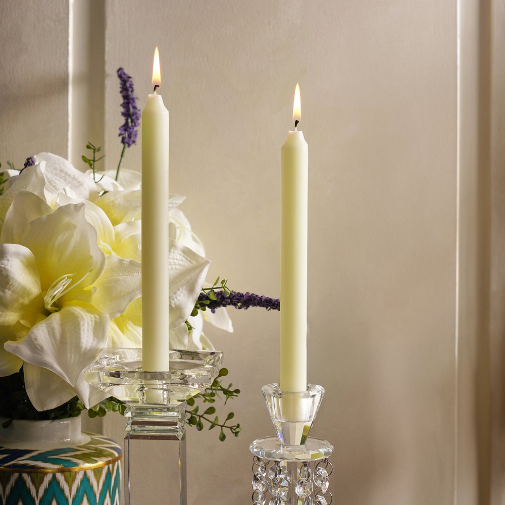 Set of 2 Ivory Antique Lace Tapered Candles