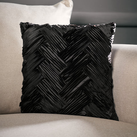 Black Textured Polysilk Cushion Cover