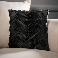 Black Textured Polysilk Cushion Cover