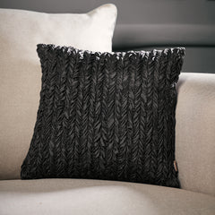 Black Ruched Polysilk Cushion Cover
