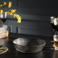 Grey Fizz Textured Glass Serving Bowl