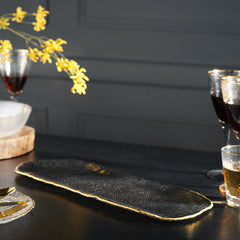 Grey Fizz Textured Glass Rectangular Tray