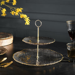 Grey Fizz Textured Glass Cake Stand