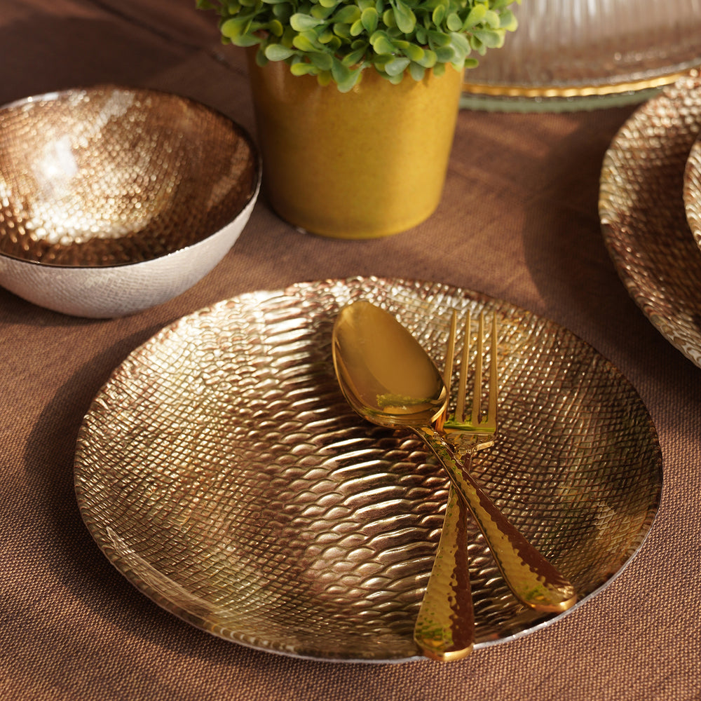 Brown Croc Textured Glass Dessert Plate