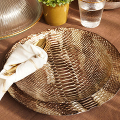 Brown Croc Textured Glass Dinner Plate