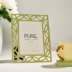 Green & Gold Enamel Textured Metal Photo Frame - Large