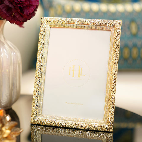 Gold Plated Textured Metal Photo Frame - Large