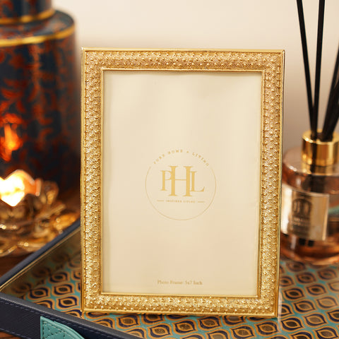 Gold Plated Metal Photo Frame with Border - Large
