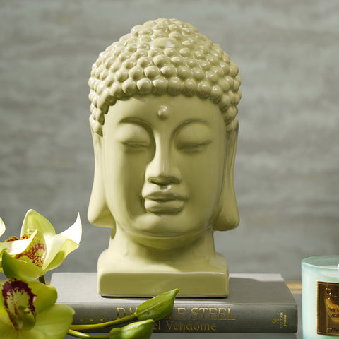 Light Green Ceramic Buddha Head - Large