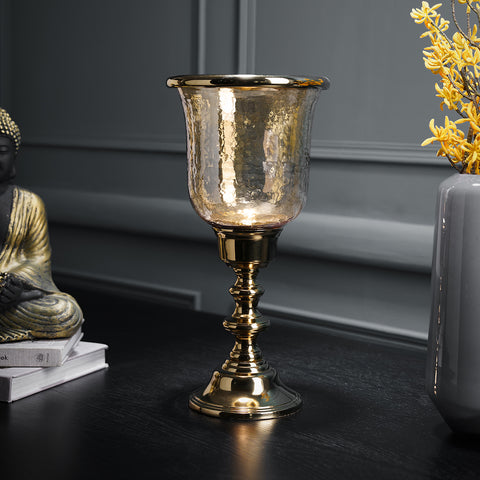 Gold Shimmer Hammered Glass Hurricane - Large