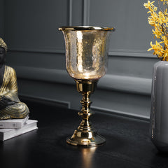 Gold Shimmer Hammered Glass Hurricane - Large