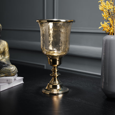 Gold Shimmer Hammered Glass Hurricane - Small