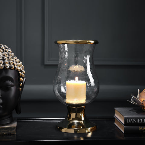 Gold Hammered Glass Votive Holder - Large
