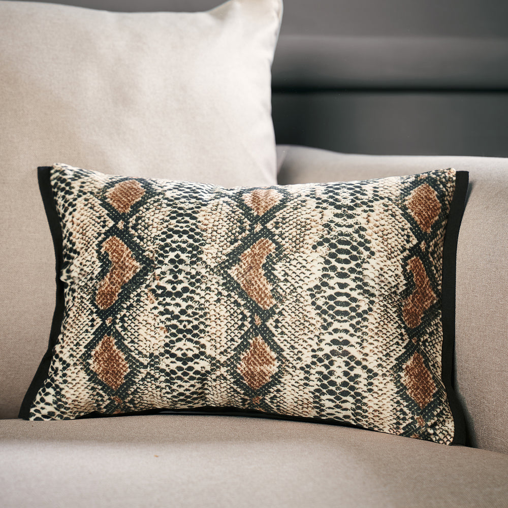 Snake Print Velvet Rectangular Cushion Cover