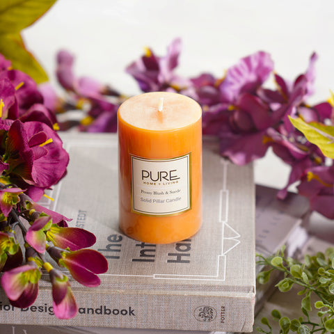 Set Of 2  Yellow Serene Pillar Candle Small