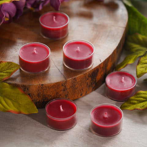 Set Of 6 Red Acrylic Tea Lights - 4 Packs