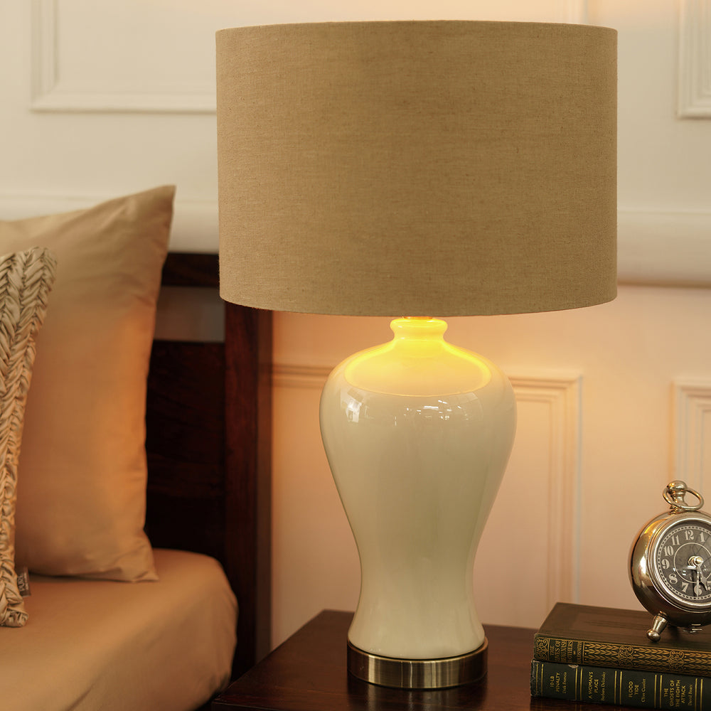 Ivory Ceramic Lamp Stand (without shade)
