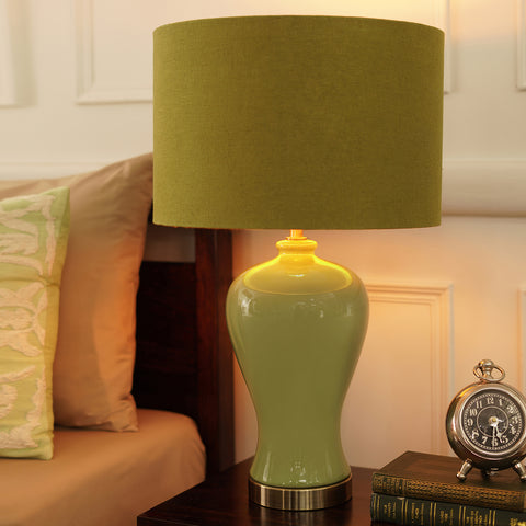 Sage Green Ceramic Lamp Stand (without shade)