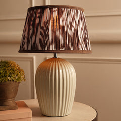 Ivory Ribbed Ceramic Table Lamp Stand (without shade)
