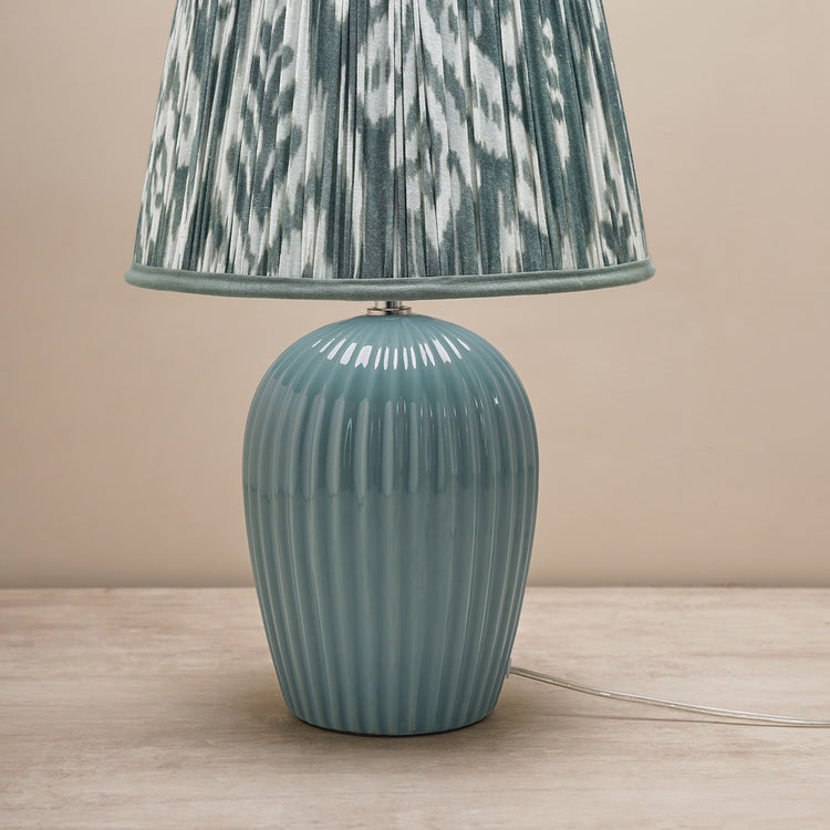 Shop Blue Ribbed Ceramic Table Lamp Stand (without shade) at Best