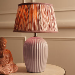 Purple Ribbed Ceramic Table Lamp Stand (without shade)