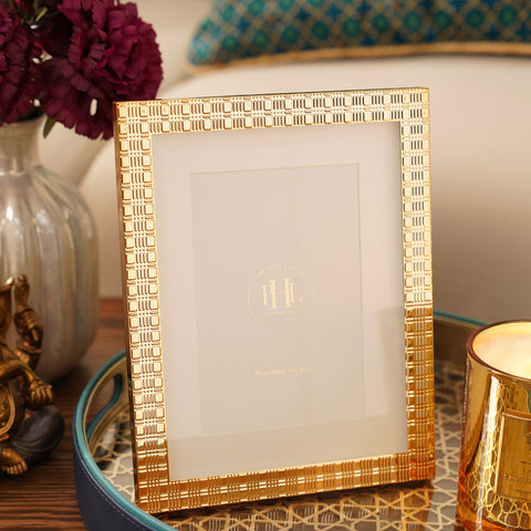 Gold Plated Patterned Metal Photo Frame - Small