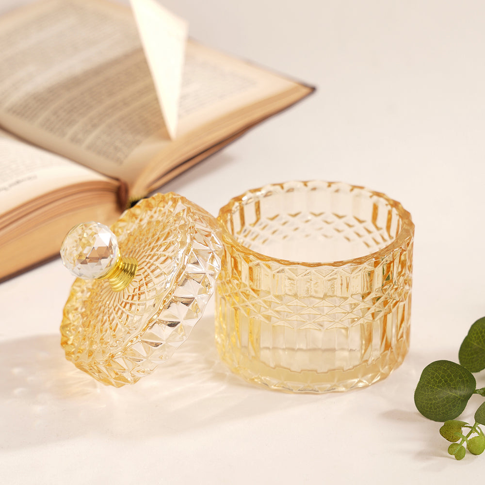 Brown Diamond Textured Decorative Jar with Handle - Small