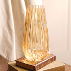 Light Brown Diamond Cut Glass Vase - Large