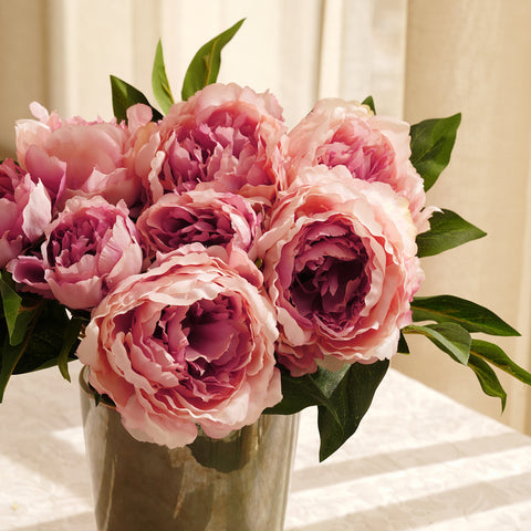 Pink Faux Peony Spray Single