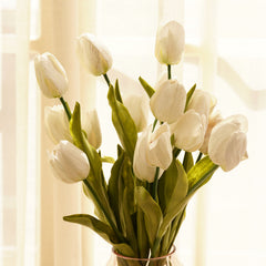 White Faux Tulip Spray Single