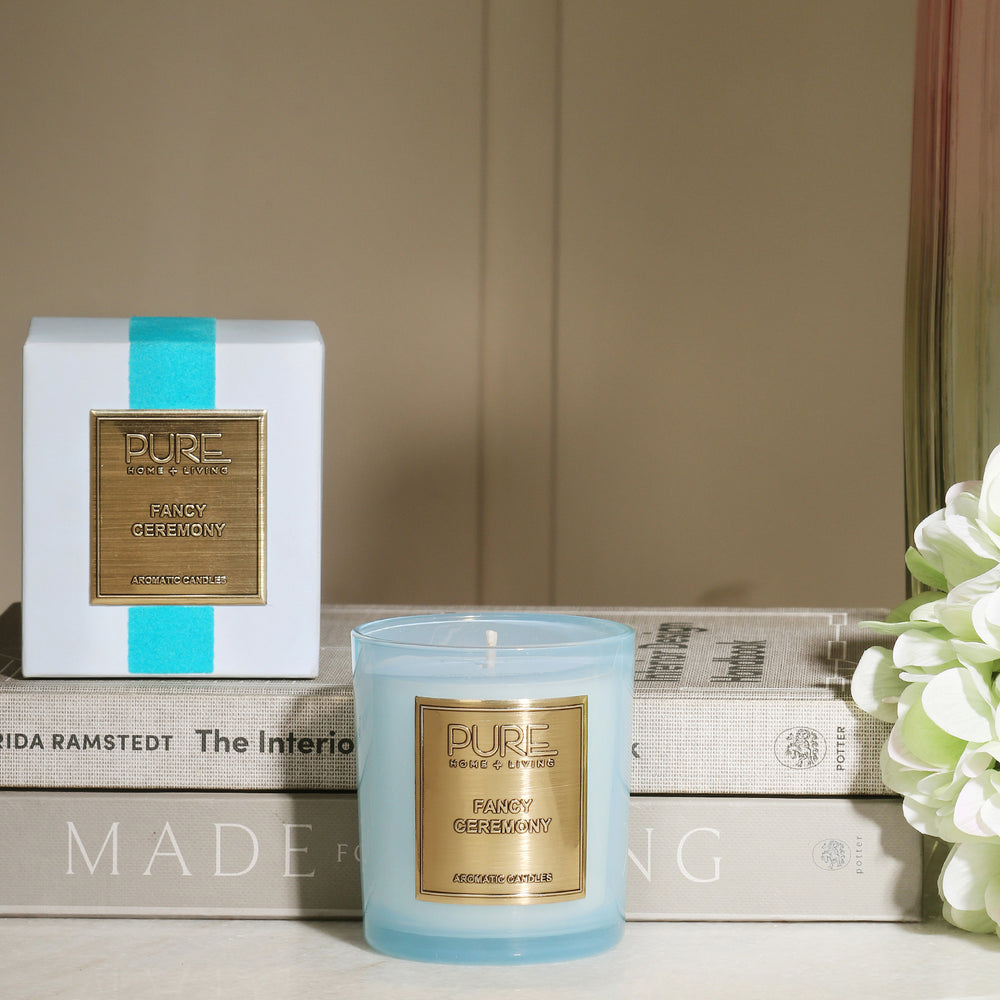 Fancy Ceremony Scented Blue Glass Candle