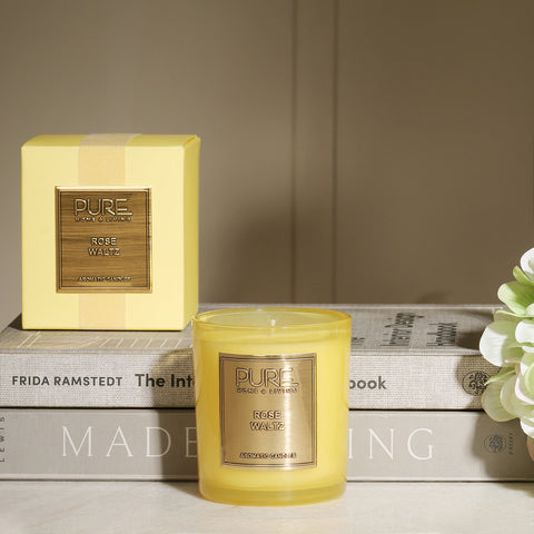 Rose Waltz Scented Yellow Glass Candle