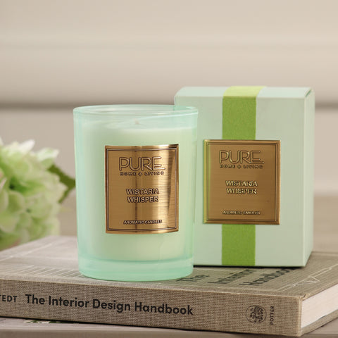 Wistaria Whisper Scented Green Glass Candle - Medium