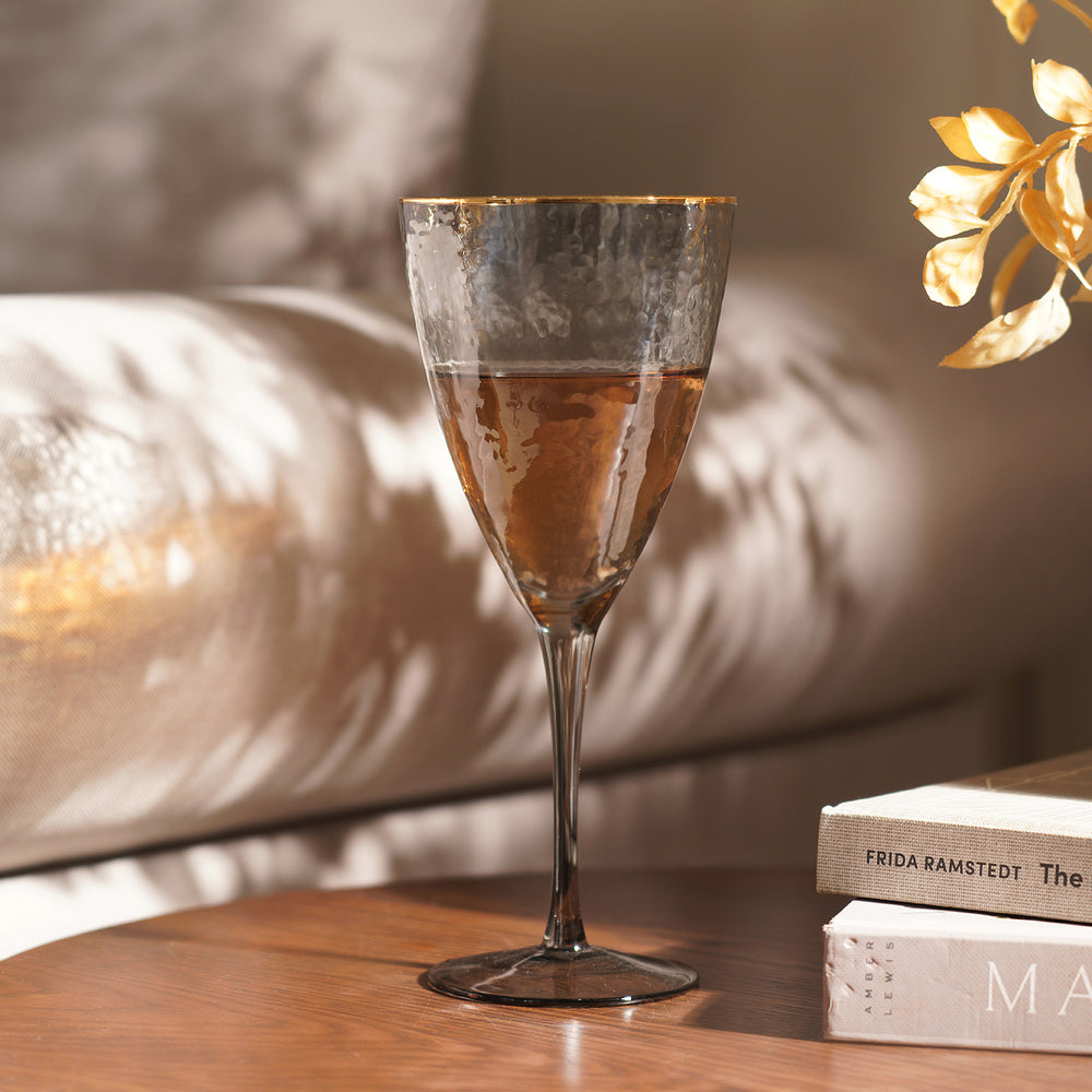 Set Of 4 - Grey Hammered Wine Glasses