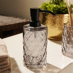 Black Prism Texture Glass Soap Dispenser